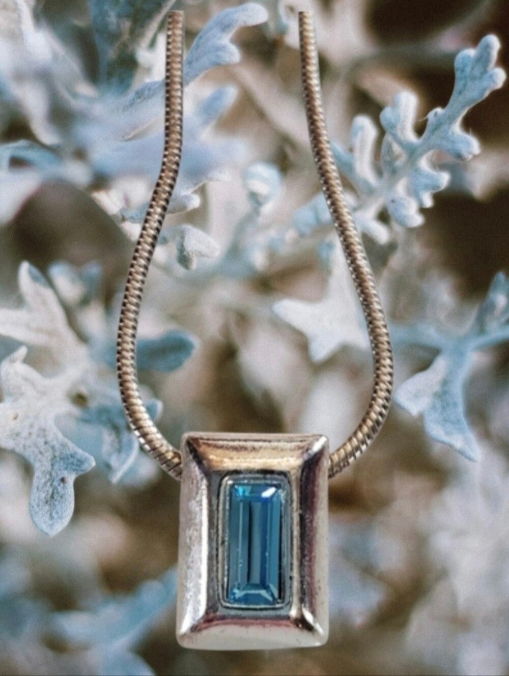 Premiere Designs Silver Necklace with Blue Pendant Vintage